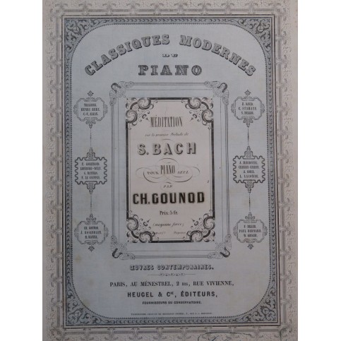 GOUNOD Charles Méditation Prélude de Bach Piano ca1860