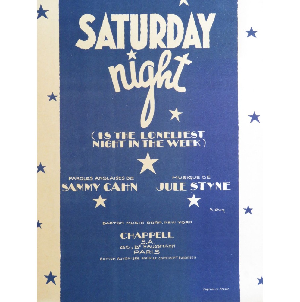 STYNE Jule Saturday Night Chant Piano 1944