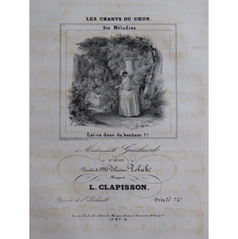 CLAPISSON Louis Est-ce du Bonheur qui l'attend Chant Piano ca1840