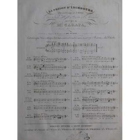 CARAFA Michele La Prison d'Edimbourg No 14 Chant Piano ca1835