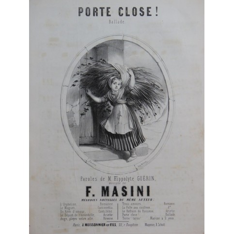 MASINI F. Porte close ! Chant Piano ca1840