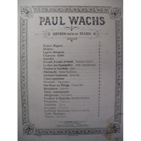 WACHS Paul Valse Entrainante Piano 1890