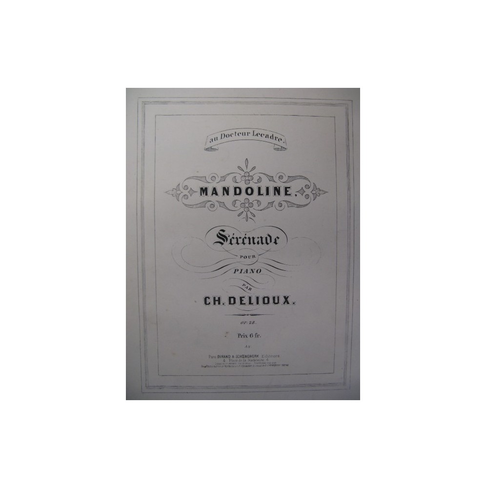 DELIOUX Charles Mandoline Piano XIXe