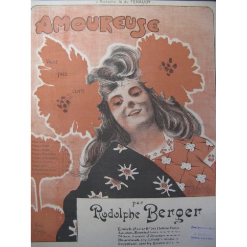 BERGER Rodolphe Amoureuse Burret Piano ca1900