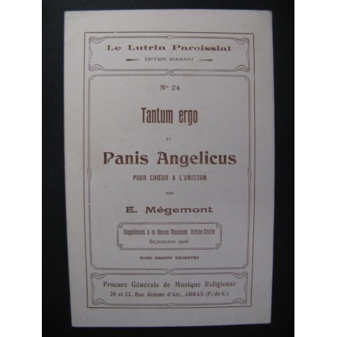 MÉGEMONT E. Tantum Ergo - Panis Angelicus Chant Orgue 1906