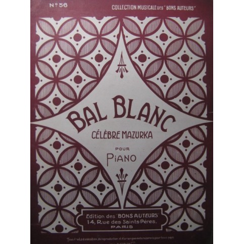 ZURFLUH Auguste Bal Blanc Mazurka Piano