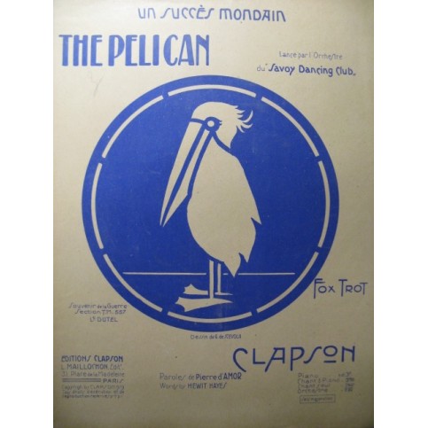 CLAPSON The Pelican Fox-Trot pour Piano 1919
