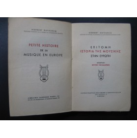 DUFOURCQ Norbert Petite Histoire de la Musique en Europe Grec 1947