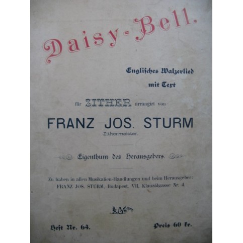 STURM Franz Jos. Daisy Bell Zither Cithare