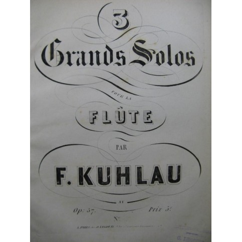 KUHLAU Frédéric 1er Grand Solo Flute seule XIXe