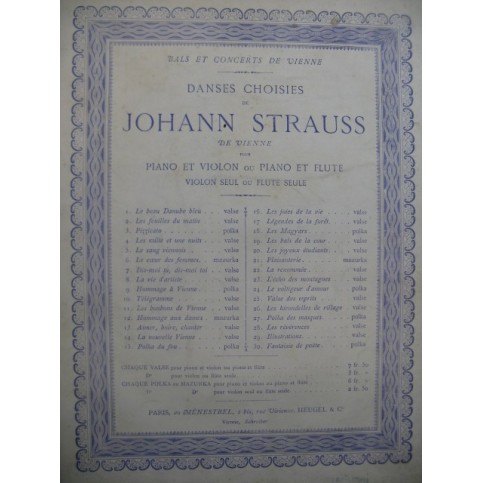 STRAUSS Johann Le Beau Danube Bleu Flûte solo 1876