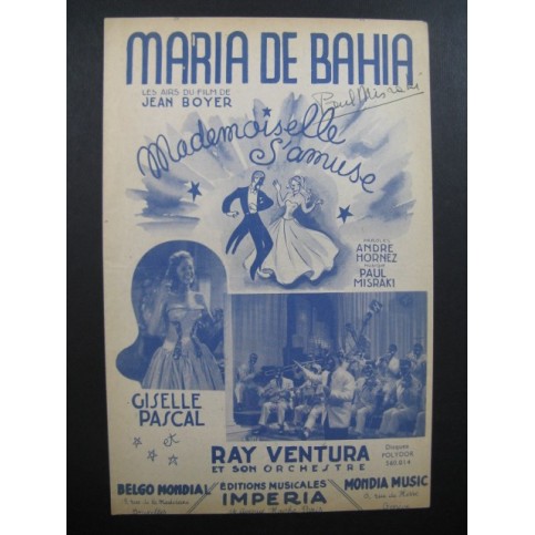 Maria de Bahia Chanson Dédicace Paul Misraki 1945
