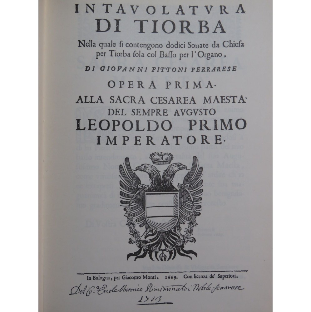 PITTONI FERRARESE Giovanni Intavolatura di Tiorba Théorbe 1980
