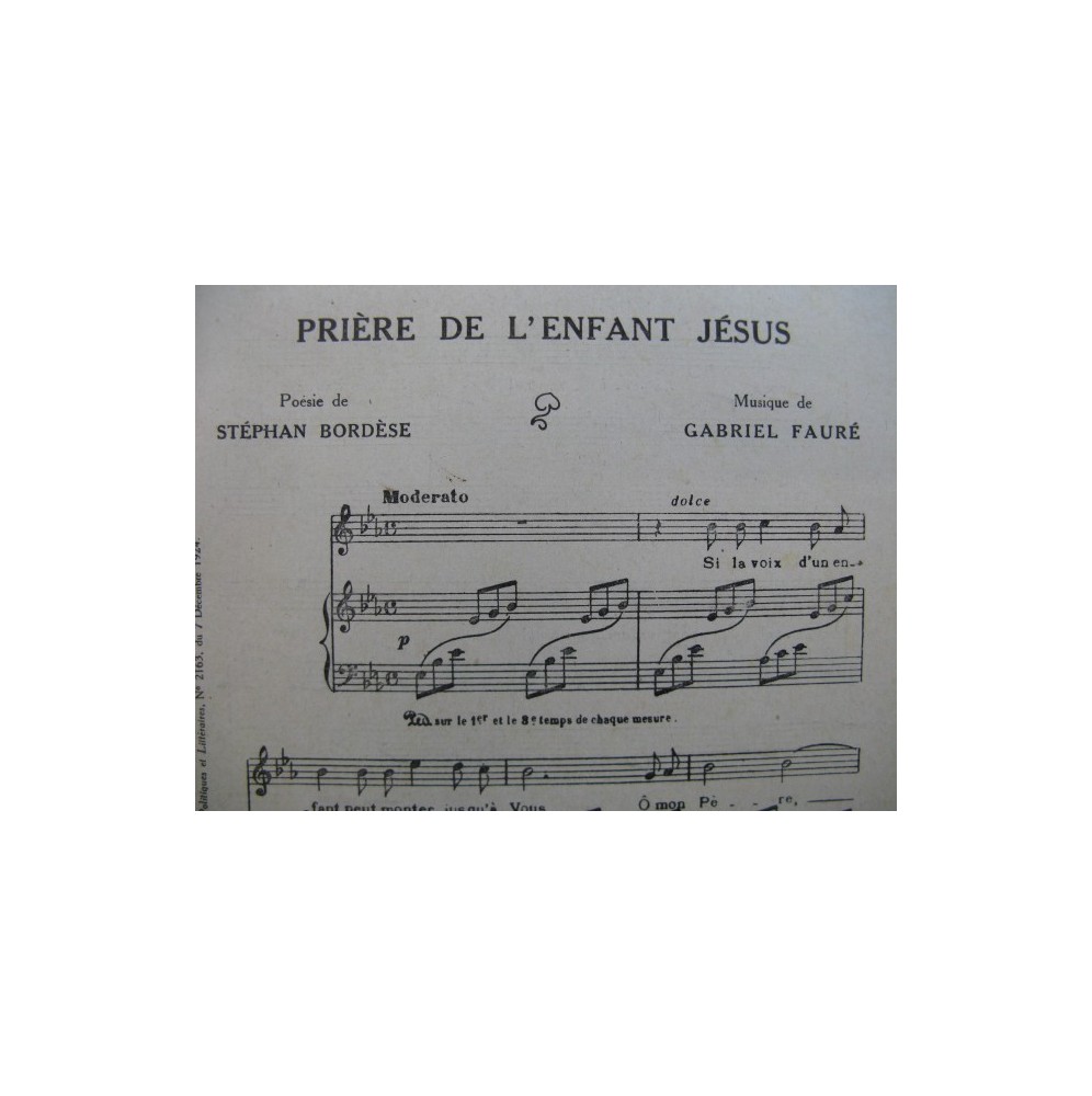 Musique des Anales G. Fauré C. Debussy Chant Piano 1924