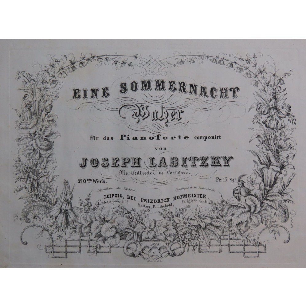 LABITZKY Joseph Eine Sommernacht op 210 Piano ca1855
