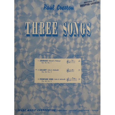 CRESTON Paul Lullaby op 46 No 2 Chant Piano 1952