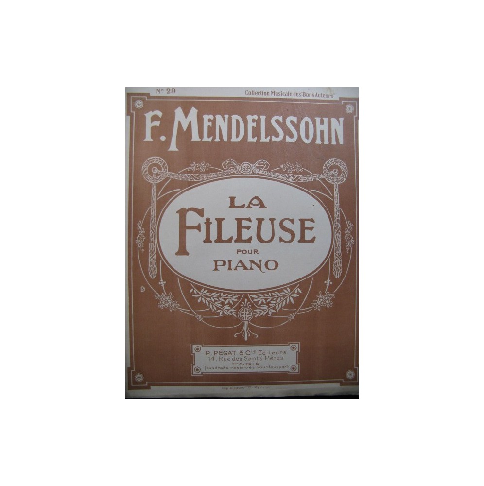 MENDELSSOHN La Fileuse Romance Piano