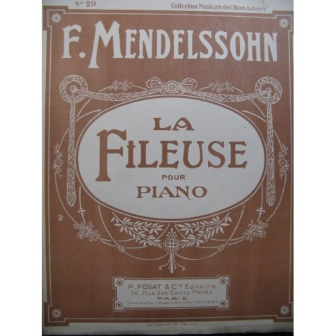 MENDELSSOHN La Fileuse Romance Piano