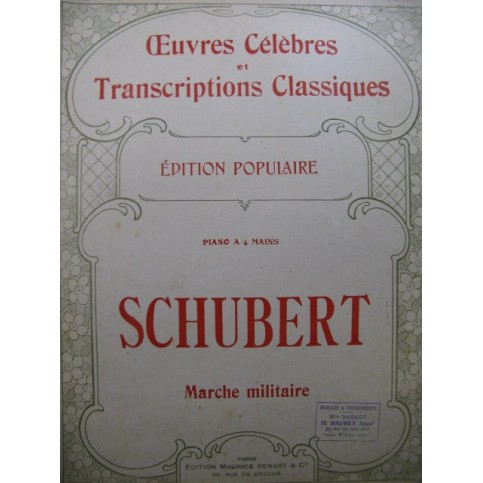 SCHUBERT Franz Marche Militaire op 51 No 1  Piano 4 mains