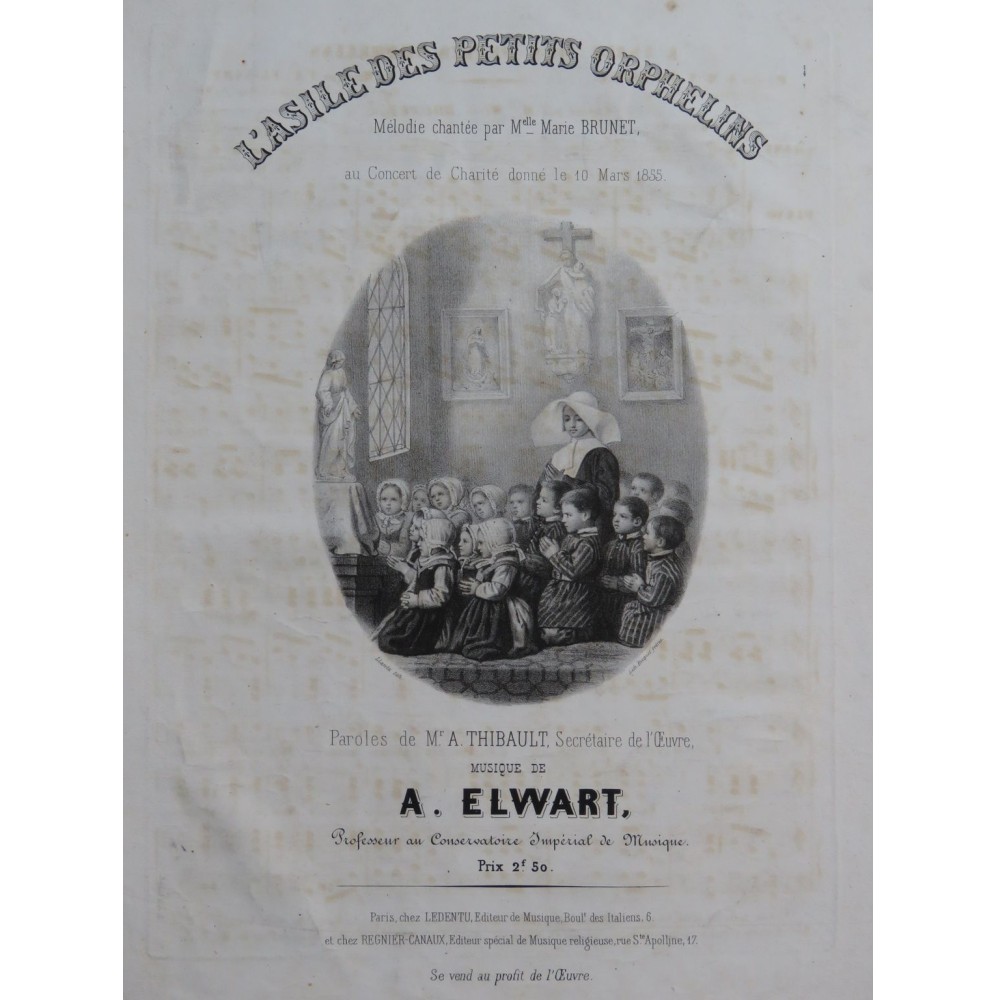 ELWART A. L'Asile des Petits Orphelins Chant Piano 1855