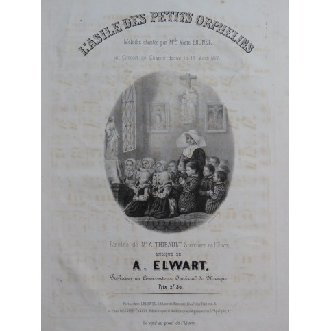 ELWART A. L'Asile des Petits Orphelins Chant Piano 1855