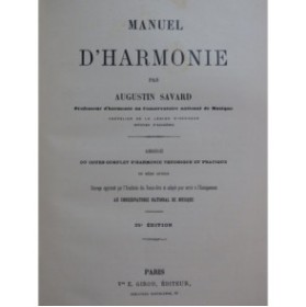 SAVARD Augustin Manuel d'Harmonie 1897