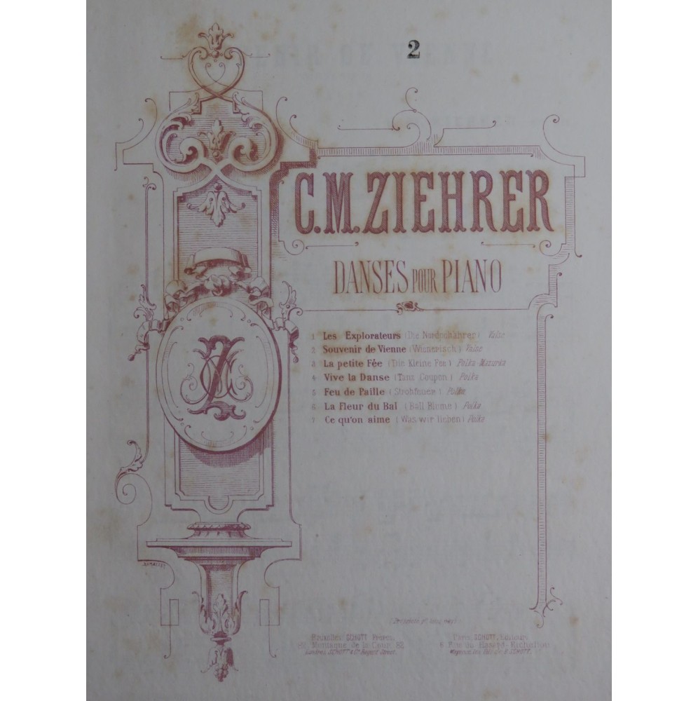 ZIEHRER C. M. Souvenir de Vienne op 211 Piano ca1875