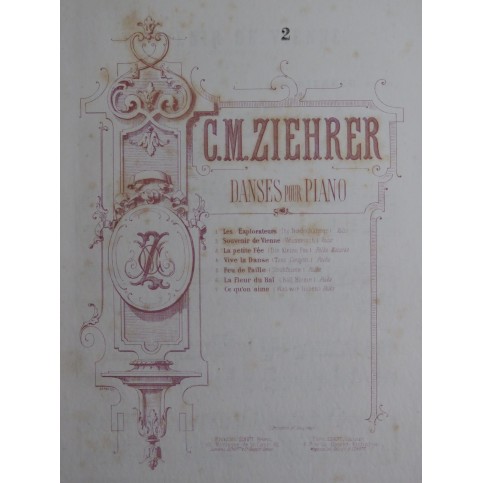 ZIEHRER C. M. Souvenir de Vienne op 211 Piano ca1875