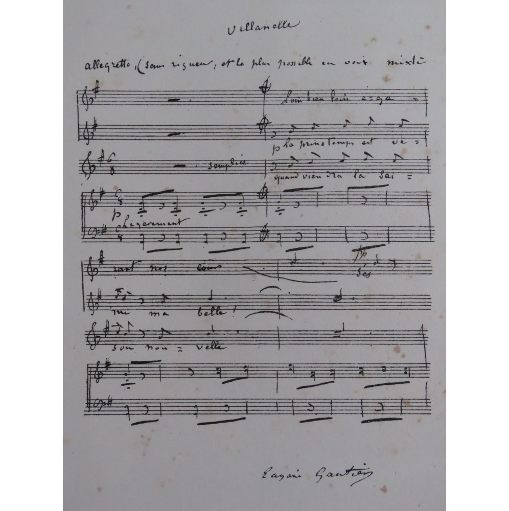 GAUTIER Eugène Villanelle Chant Piano 1869