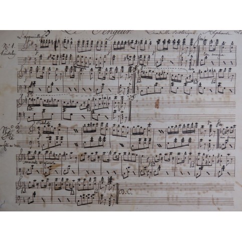 LEDUC Alphonse Le Vengeur Quadrille Historique Manuscrit Piano XIXe
