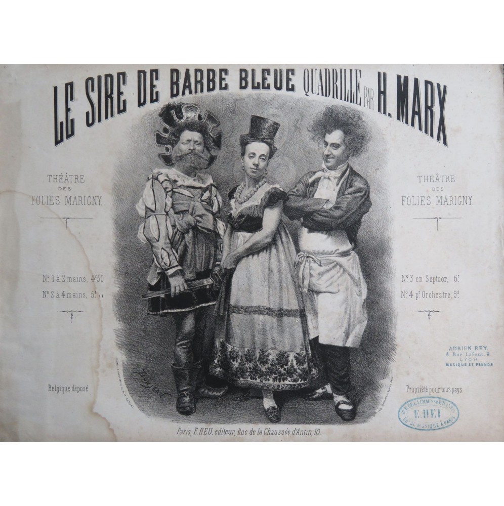 MARX Henri Le Sire de Barbe Bleue Quadrille Piano ca1860