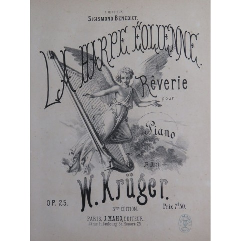 KRÜGER Wilhelm La Harpe Éolienne op 25 Piano XIXe siècle