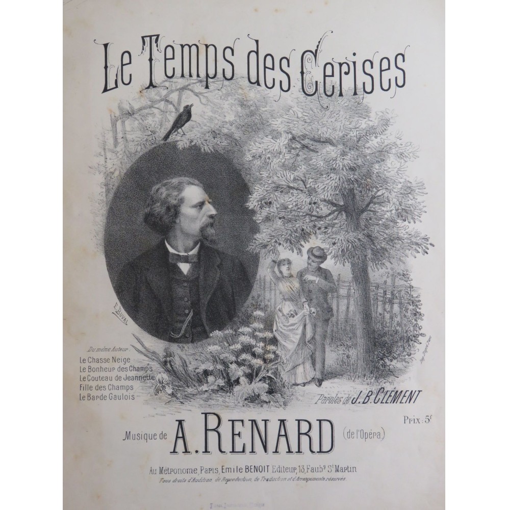 RENARD A. Le Temps des Cerises Chant Piano ca1900