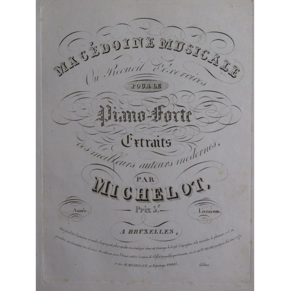 MICHELOT CZERNY HUMMEL PIXIS RIES Macédoine Musicale No 5 Piano ca1820