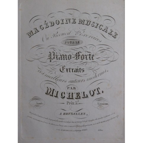 MICHELOT CZERNY HUMMEL PIXIS RIES Macédoine Musicale No 5 Piano ca1820
