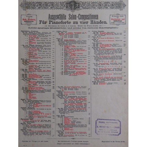 BEHR François Gavotte Pompadour op 499 Piano 4 mains ca1885