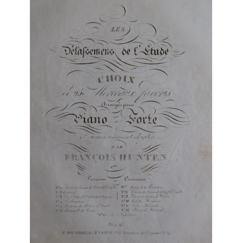 HÜNTEN François Marche du Tournoi Piano ca1840