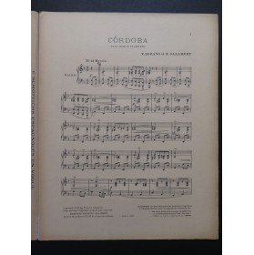 LOZANO V. SALABERT F. Cordoba Paso-Doble Flamenco Piano 1919