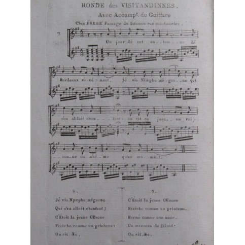 DEVIENNE François Rondes des Visitandines Chant Guitare ca1820