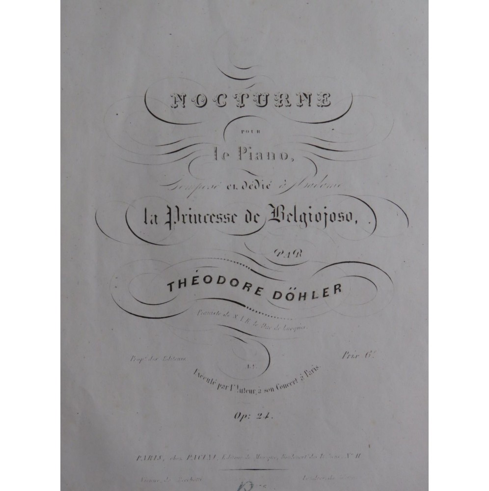 DÖHLER Théodore Nocturne op 24 Piano ca1840