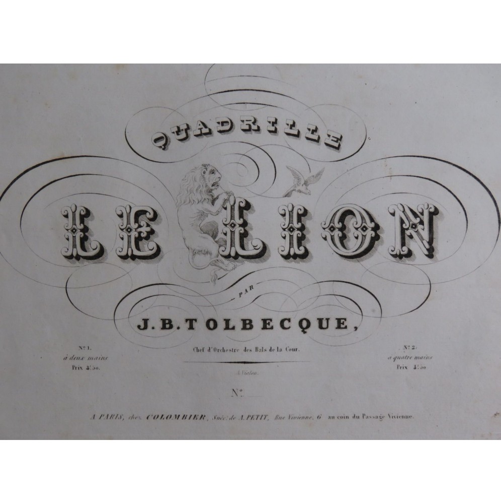 TOLBECQUE J. B. Le Lion Piano ca1850