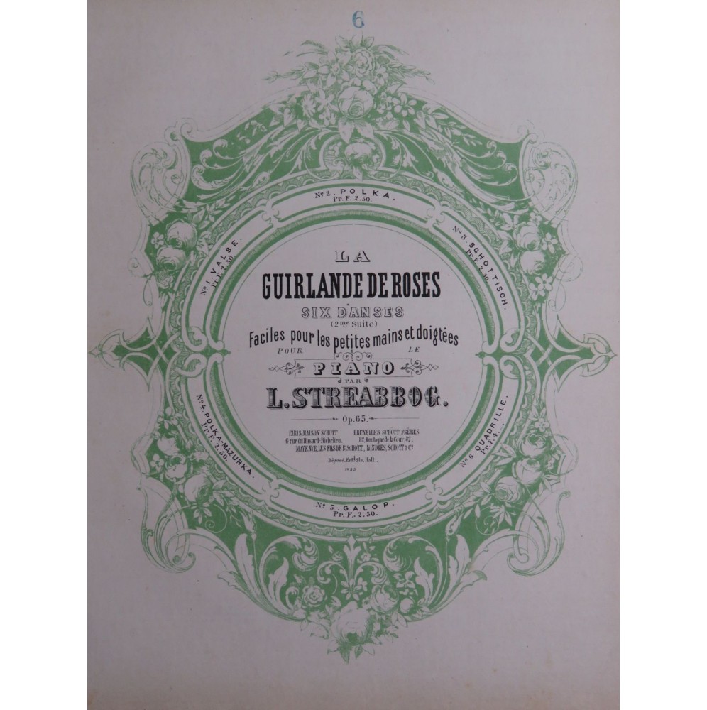 STREABBOG Louis La Guirlande de Roses op 65 No 6 Piano ca1870