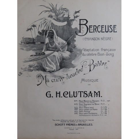 CLUTSAM G. H. Berceuse Piano ca1900
