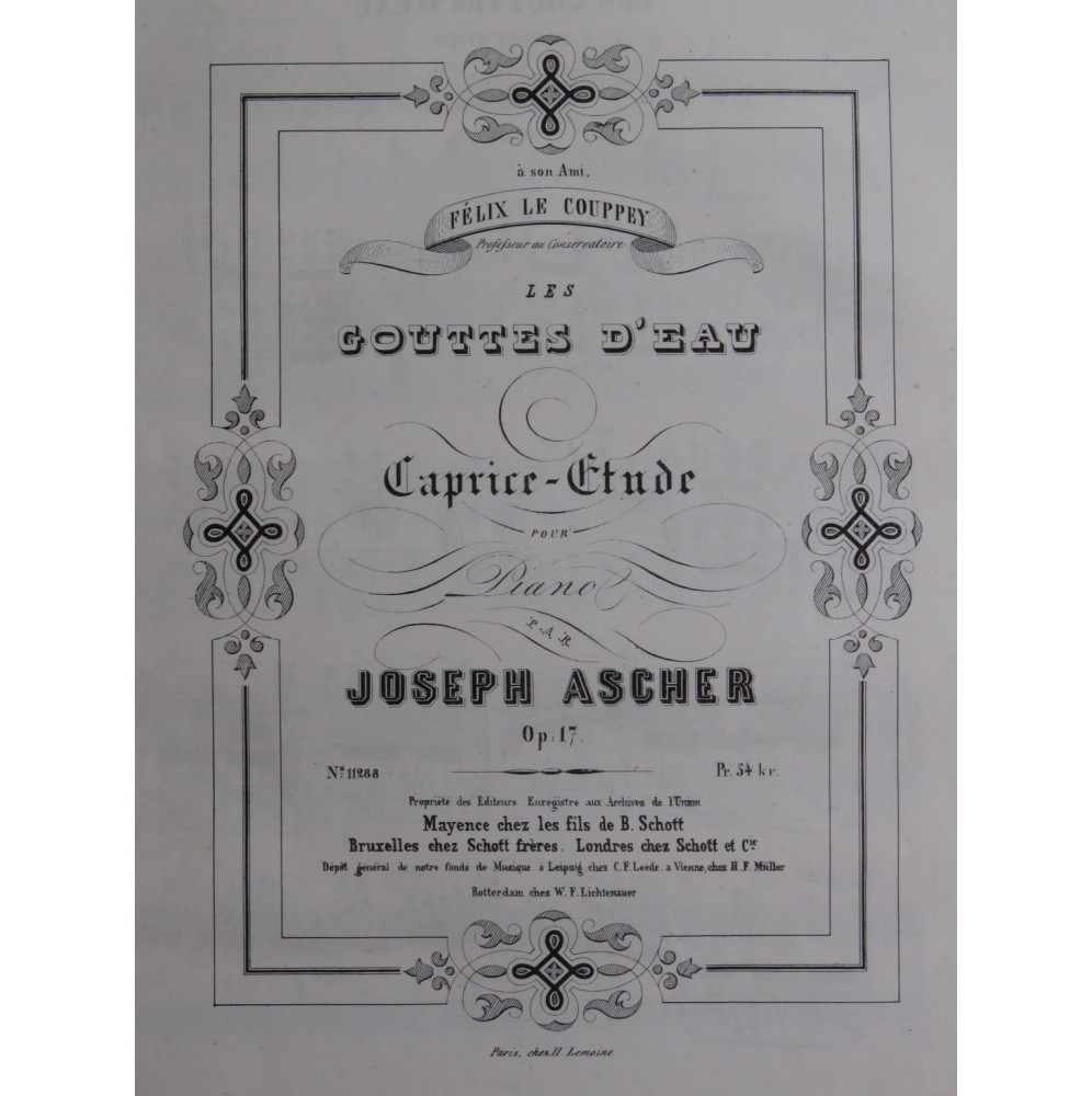 ASCHER Joseph Les Gouttes d'Eau op 17 Piano ca1850
