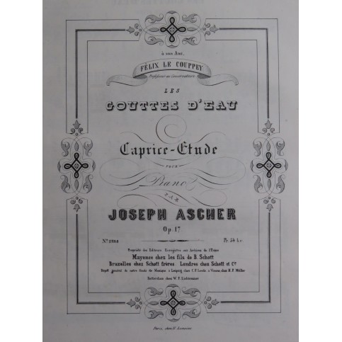 ASCHER Joseph Les Gouttes d'Eau op 17 Piano ca1850