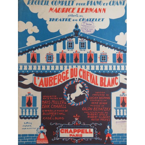 BENATZKY Ralph L'Auberge du Cheval Blanc Opérette Chant Piano 1932