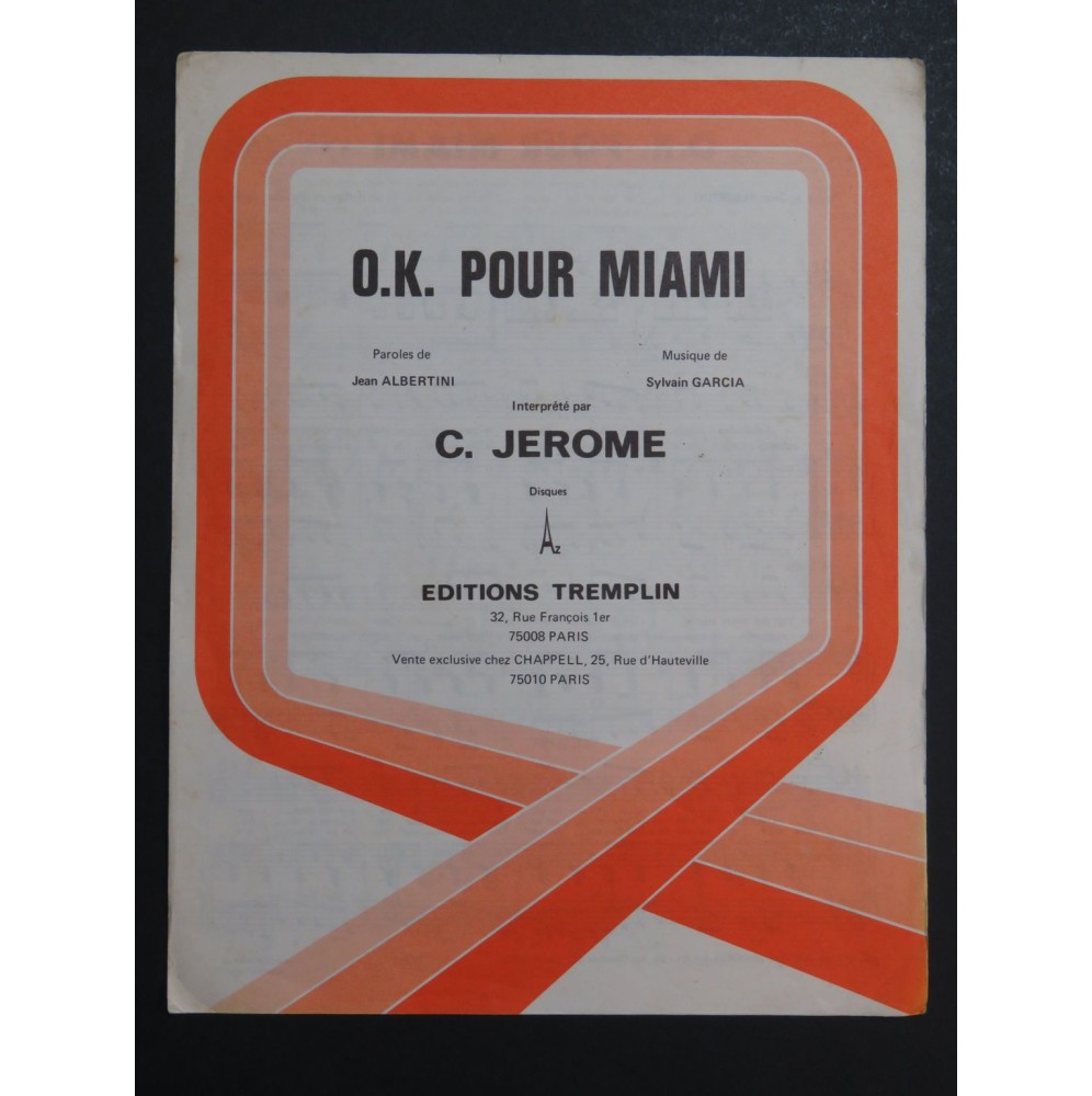 Ok pour Miami C. Jérôme Chant Piano 1975