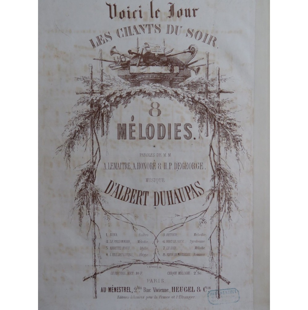 DUHAUPAS Albert Voici le Jour Chant Piano ca1858