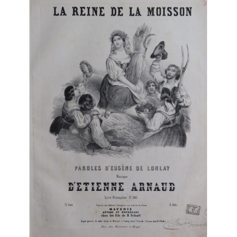 ARNAUD Étienne La Reine de la Moisson Chant Piano ca1848