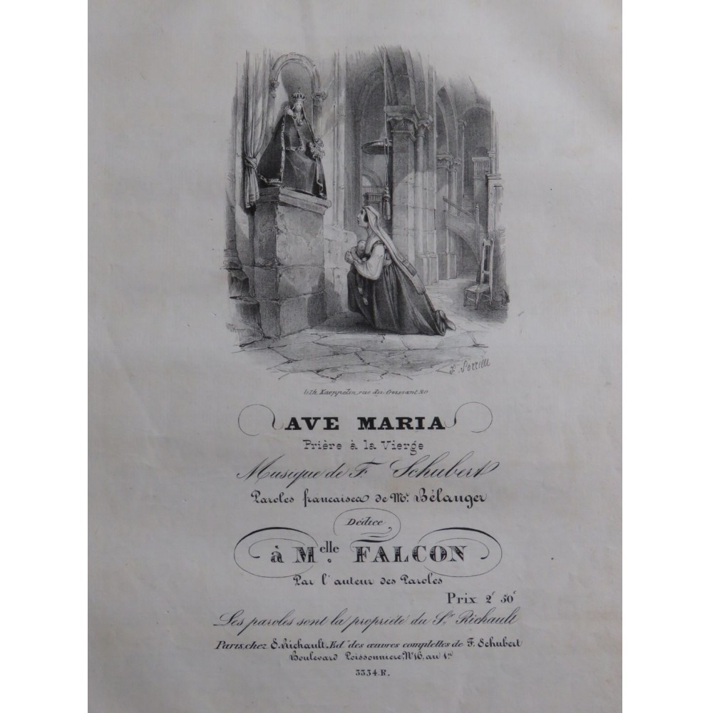 SCHUBERT Franz Ave Maria Chant Piano ca1830